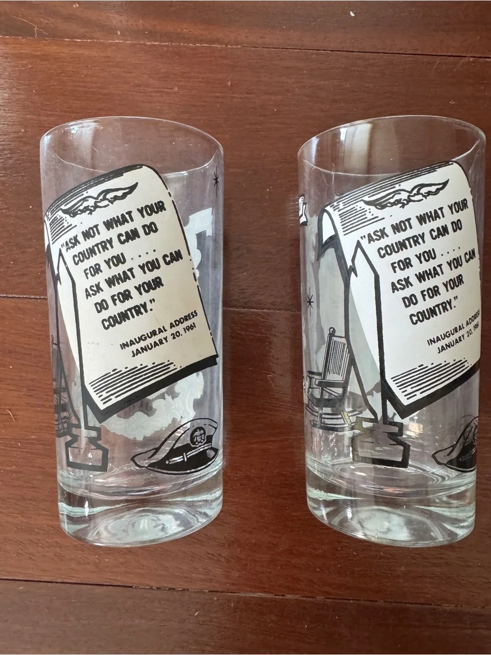 Vintage John F. Kennedy Inauguration Drinking Glasses set of 2